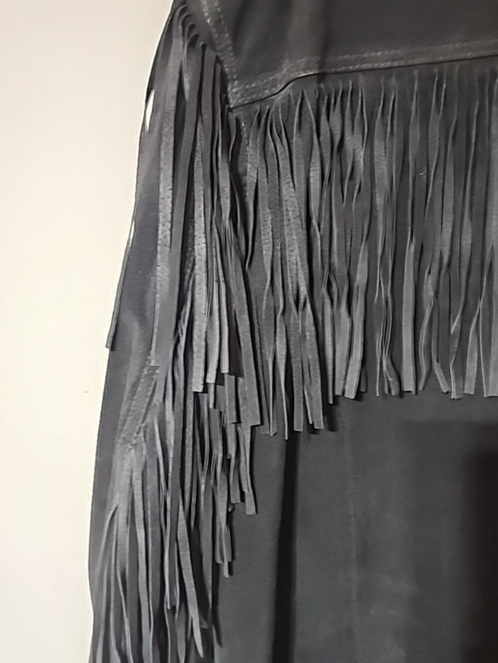 Vintage G-III Global Identity Black Suede Leather Fringe Jacket Size 18/20 - Picture 6 of 10